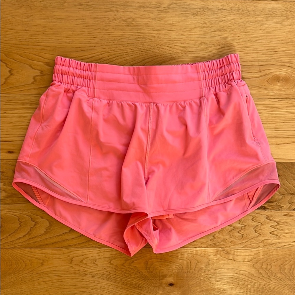 Coral Lululemon Hottie Hot Shorts size 8